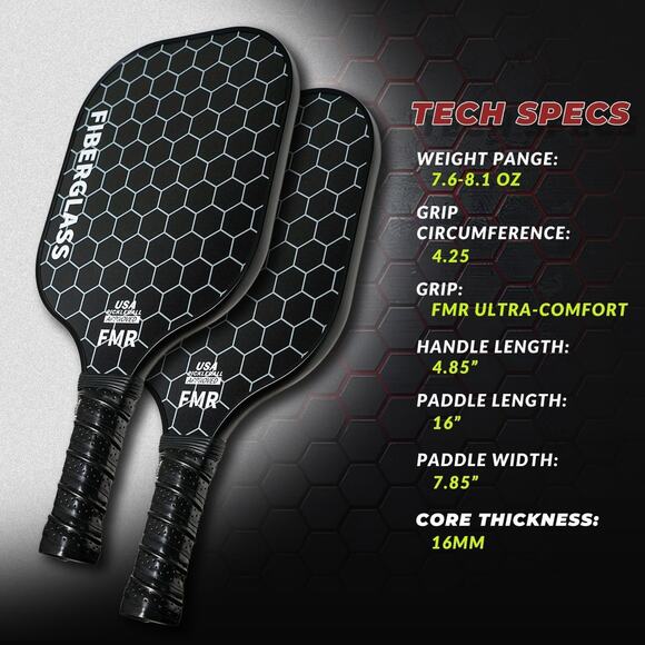 Pickleball Paddles Set of 2 with 4 Balls - USAPA Approved Fiberglass Surface, - Picture 3 of 7